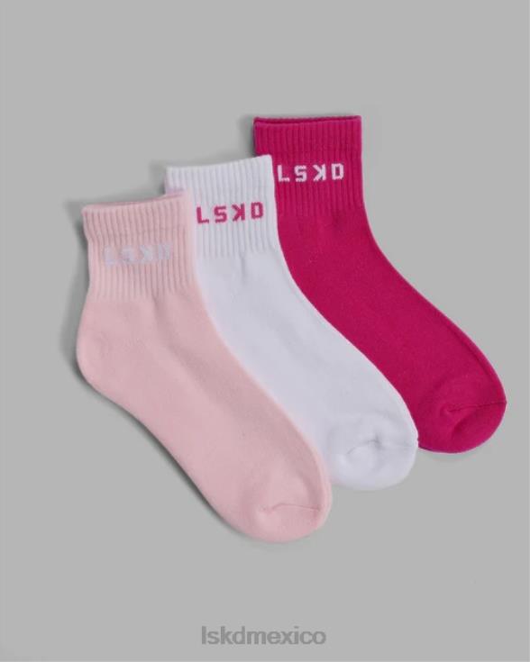 Pack de 3 calcetines cortos diarios - rosa multicolor unisexo LSKD VP42D872 accesorios