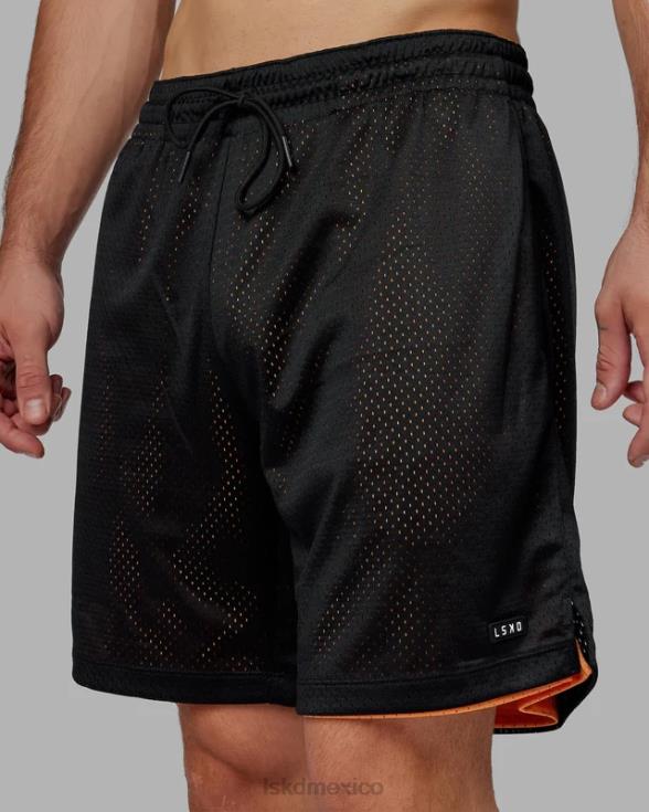 pantalón corto de baloncesto hiper reversible - negro-mandarina hombres LSKD VP42D1095 vestir
