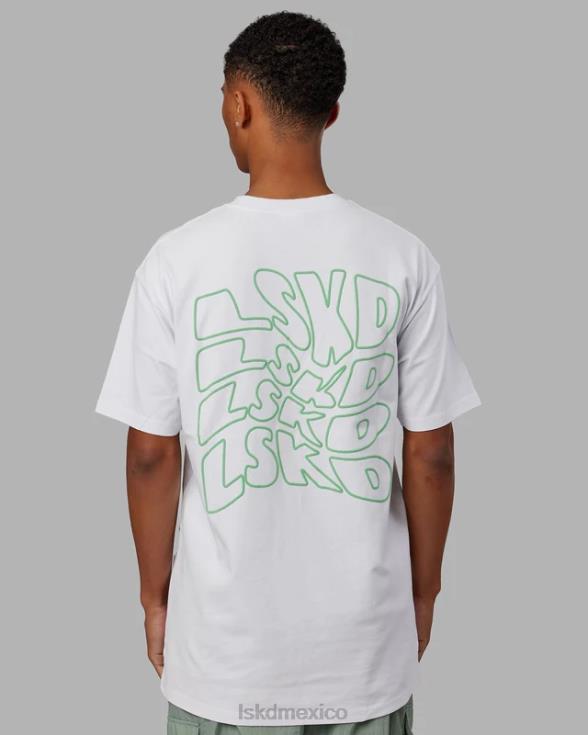 Camiseta extragrande con palangre de peso pesado de Mad Happy - Blanco hombres LSKD VP42D964 vestir