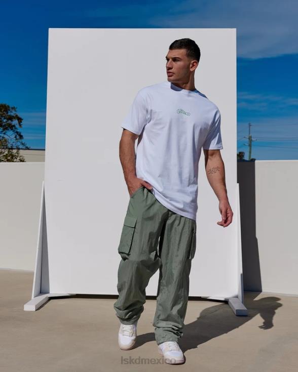 Camiseta extragrande con palangre de peso pesado de Mad Happy - Blanco hombres LSKD VP42D964 vestir