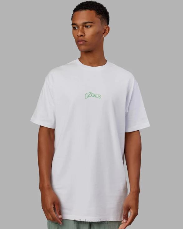 Camiseta extragrande con palangre de peso pesado de Mad Happy - Blanco hombres LSKD VP42D964 vestir