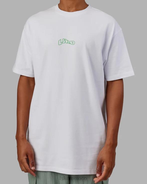 Camiseta extragrande con palangre de peso pesado de Mad Happy - Blanco hombres LSKD VP42D964 vestir