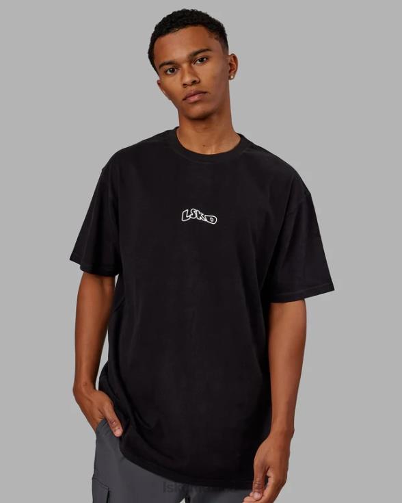 Camiseta extragrande con palangre de peso pesado de Mad Happy - Negro hombres LSKD VP42D966 vestir