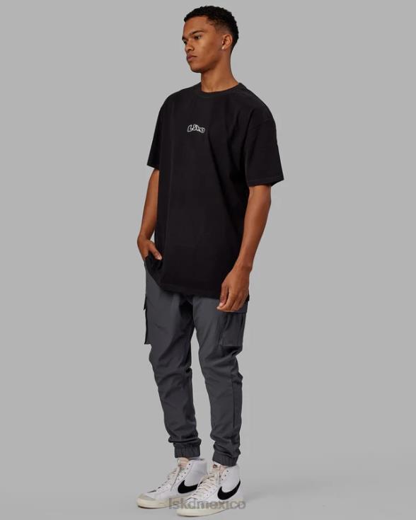 Camiseta extragrande con palangre de peso pesado de Mad Happy - Negro hombres LSKD VP42D966 vestir