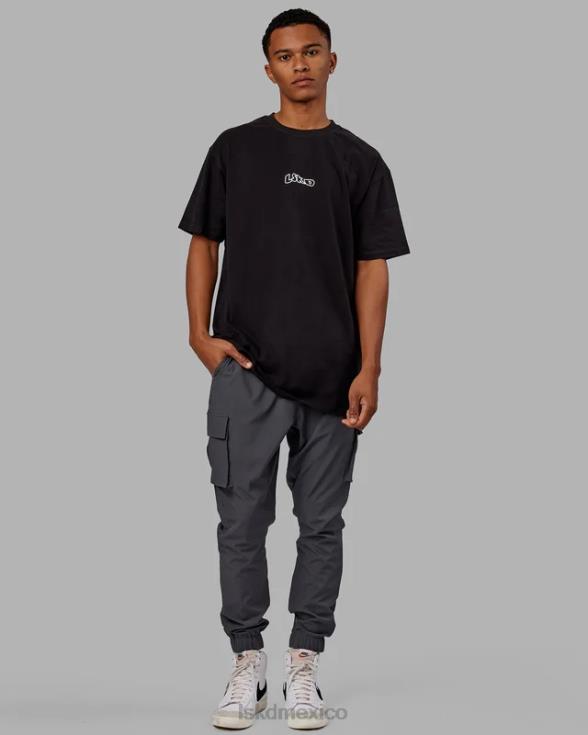 Camiseta extragrande con palangre de peso pesado de Mad Happy - Negro hombres LSKD VP42D966 vestir