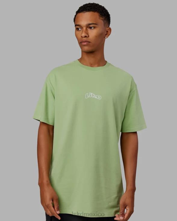 Camiseta extragrande con palangre y peso pesado de Mad Happy - Green Fig hombres LSKD VP42D962 vestir