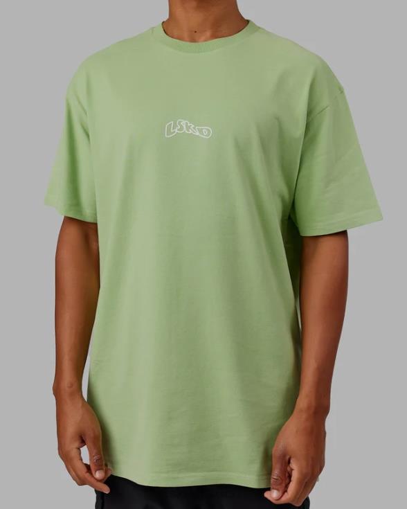 Camiseta extragrande con palangre y peso pesado de Mad Happy - Green Fig hombres LSKD VP42D962 vestir