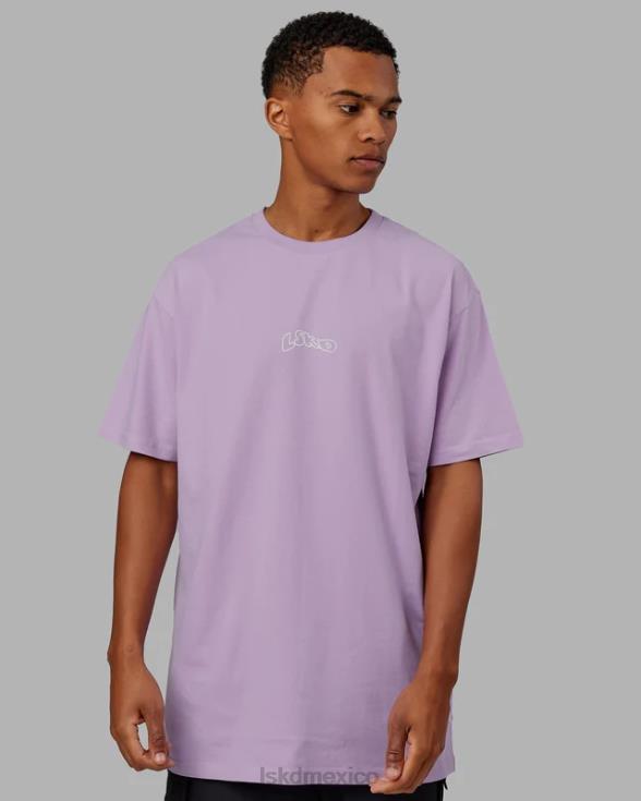 Camiseta extragrande con palangre y peso pesado de Mad Happy - Lila pálido hombres LSKD VP42D960 vestir