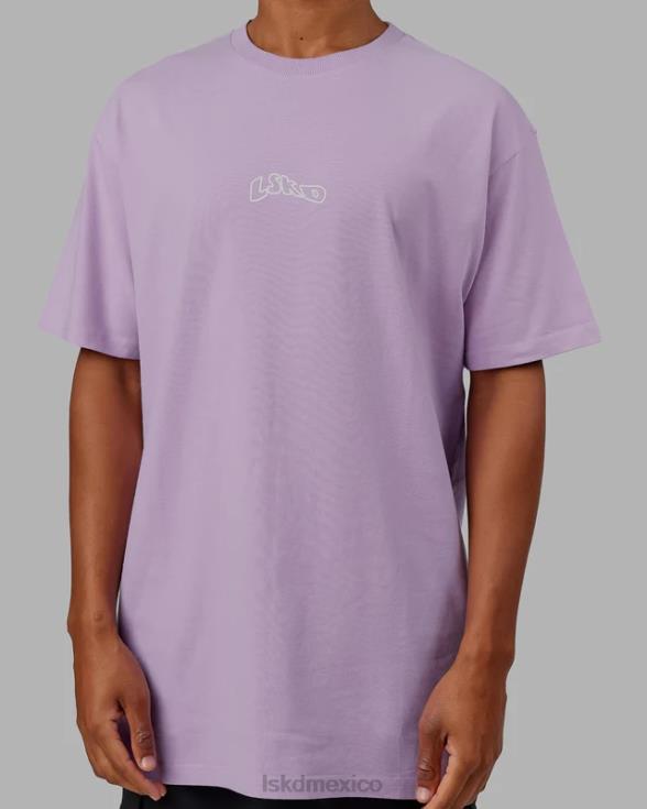 Camiseta extragrande con palangre y peso pesado de Mad Happy - Lila pálido hombres LSKD VP42D960 vestir