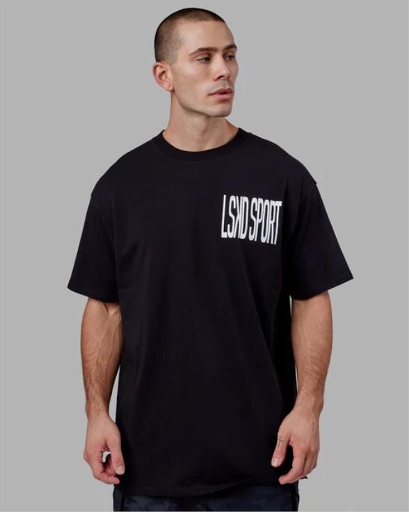 Camiseta extragrande de línea larga de proximidad - Negro hombres LSKD VP42D929 vestir