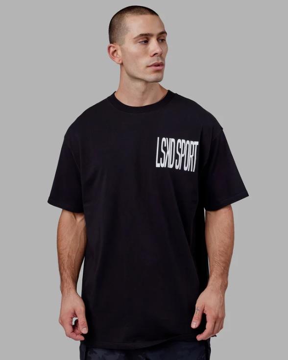 Camiseta extragrande de línea larga de proximidad - Negro hombres LSKD VP42D929 vestir