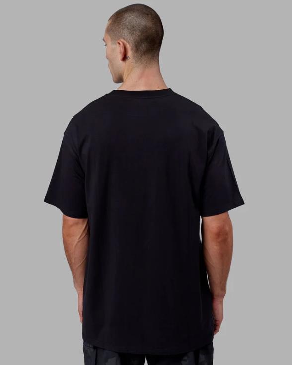 Camiseta extragrande de línea larga de proximidad - Negro hombres LSKD VP42D929 vestir
