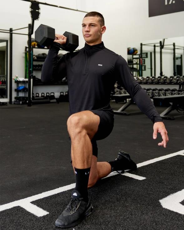 Manga larga activa con cremallera de 1/4 aerodinámica - negro hombres LSKD VP42D984 vestir