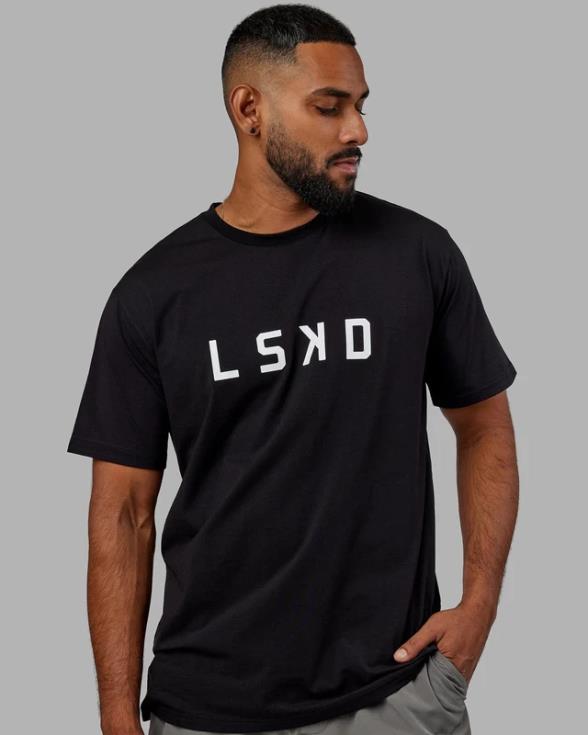 camiseta estructura - negro-blanco hombres LSKD VP42D940 vestir
