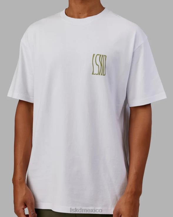 camiseta ondulada pesada oversize - blanco hombres LSKD VP42D917 vestir