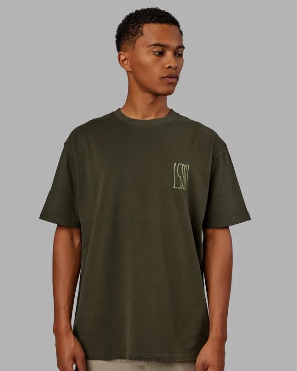 camiseta ondulada pesada oversize - forest night hombres LSKD VP42D916 vestir