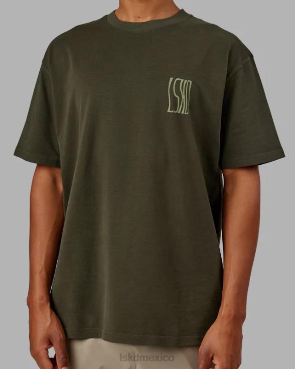 camiseta ondulada pesada oversize - forest night hombres LSKD VP42D916 vestir