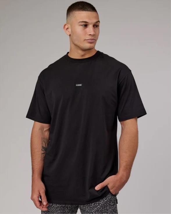 fundamental flxcotton camiseta larga de gran tamaño - negro hombres LSKD VP42D232 vestir