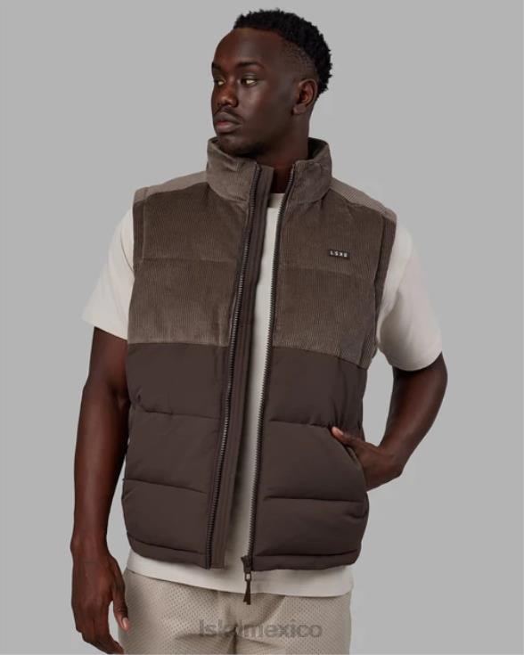 Chaleco acolchado clásico de pana - nogal-bellota hombres LSKD VP42D1056 vestir