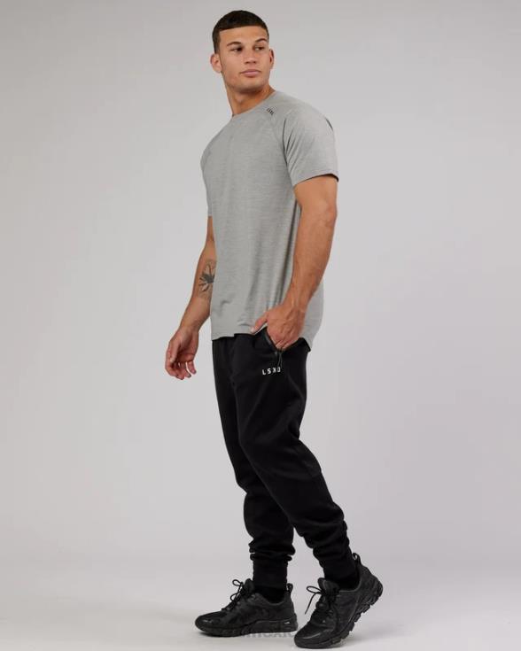 Jogger deportivo con cremallera y tejido polar forjado - negro hombres LSKD VP42D1139 vestir