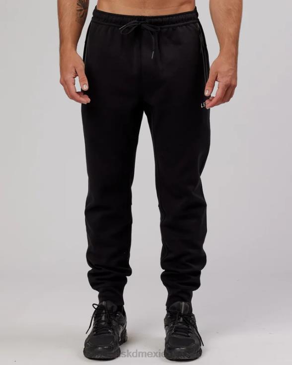 Jogger deportivo con cremallera y tejido polar forjado - negro hombres LSKD VP42D1139 vestir