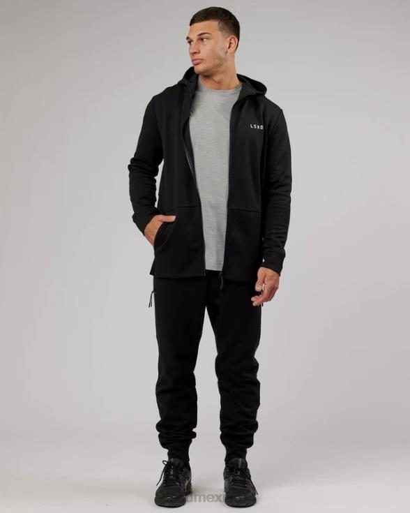 Jogger deportivo con cremallera y tejido polar forjado - negro hombres LSKD VP42D1139 vestir