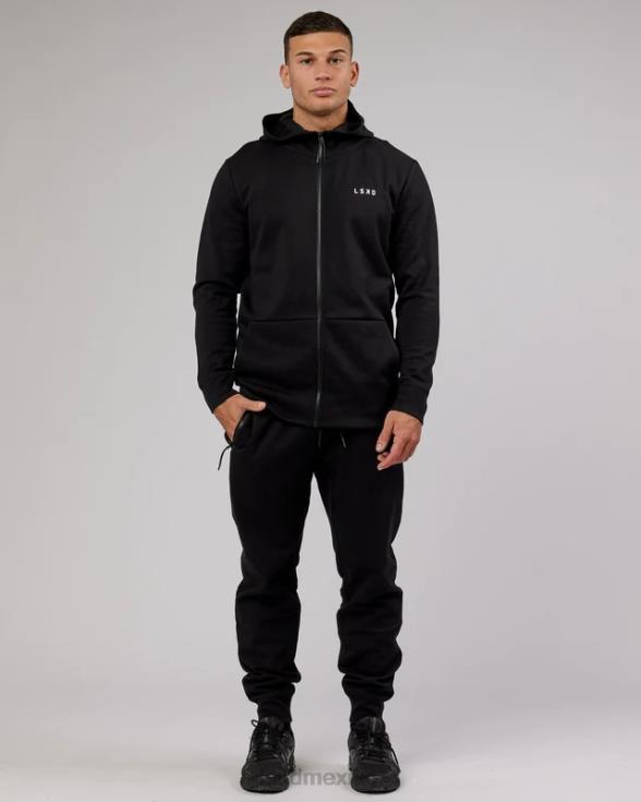 Jogger deportivo con cremallera y tejido polar forjado - negro hombres LSKD VP42D1139 vestir