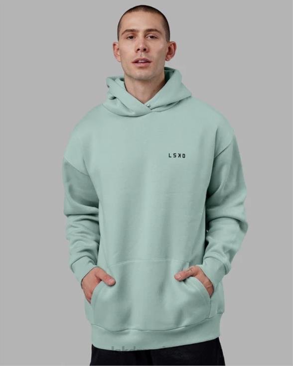 sudadera con capucha de esfuerzo de gran tamaño - turquesa pastel hombres LSKD VP42D1033 vestir