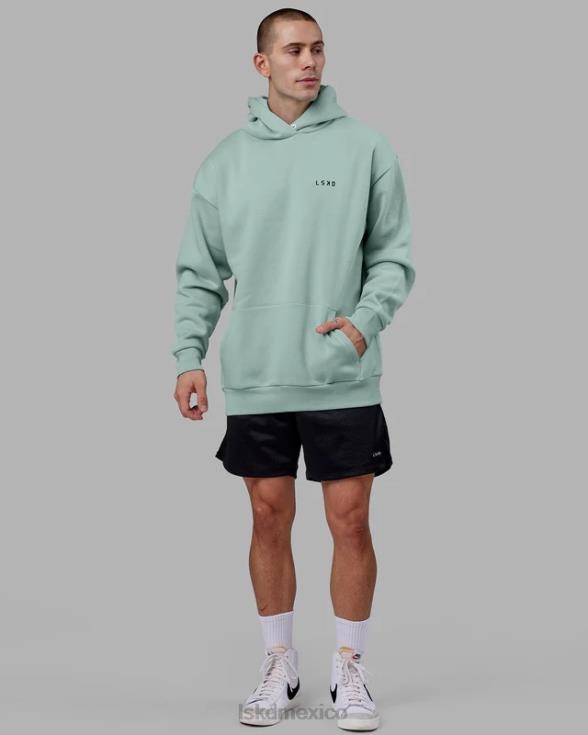 sudadera con capucha de esfuerzo de gran tamaño - turquesa pastel hombres LSKD VP42D1033 vestir