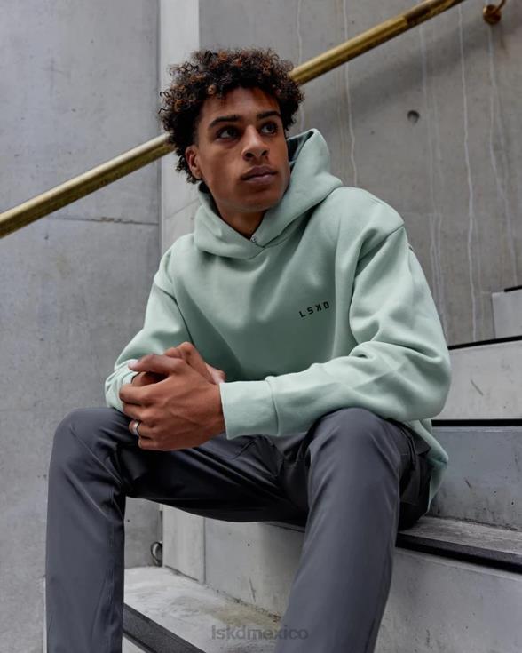 sudadera con capucha de esfuerzo de gran tamaño - turquesa pastel hombres LSKD VP42D1033 vestir