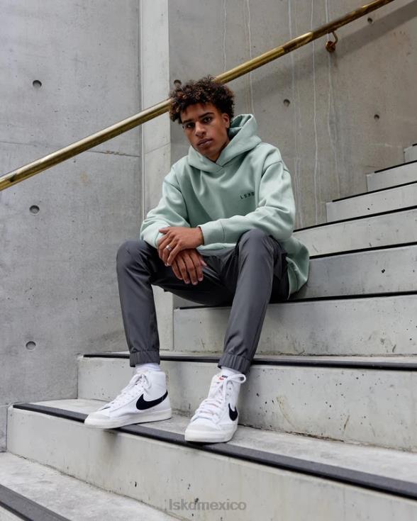 sudadera con capucha de esfuerzo de gran tamaño - turquesa pastel hombres LSKD VP42D1033 vestir