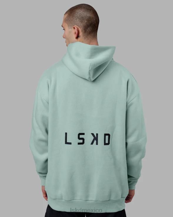 sudadera con capucha de esfuerzo de gran tamaño - turquesa pastel hombres LSKD VP42D1033 vestir