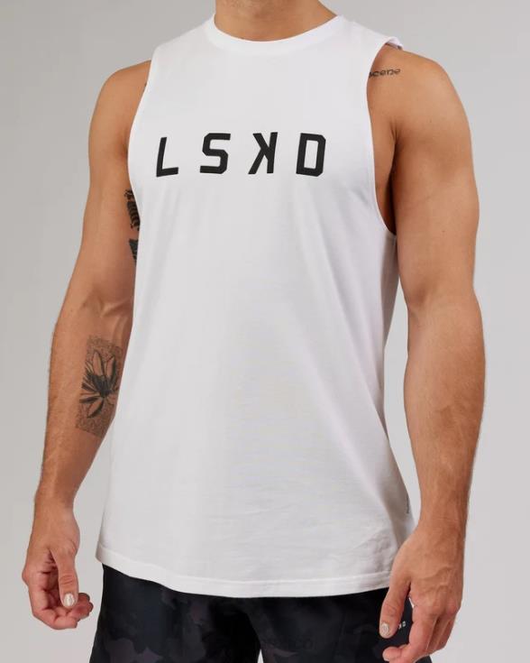 Camiseta de tirantes power flxdry Training Fit - blanco-negro hombres LSKD VP42D1024 vestir