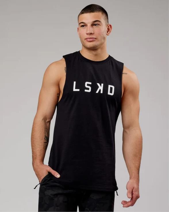 Camiseta sin mangas de entrenamiento power flxdry - negro-blanco hombres LSKD VP42D1023 vestir