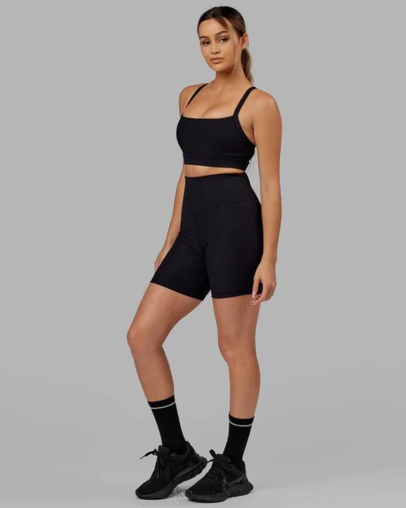 Pantalón corto midi de canalé Strike - negro mujer LSKD VP42D618 vestir