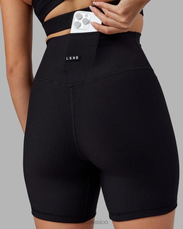 Pantalón corto midi de canalé Strike - negro mujer LSKD VP42D618 vestir
