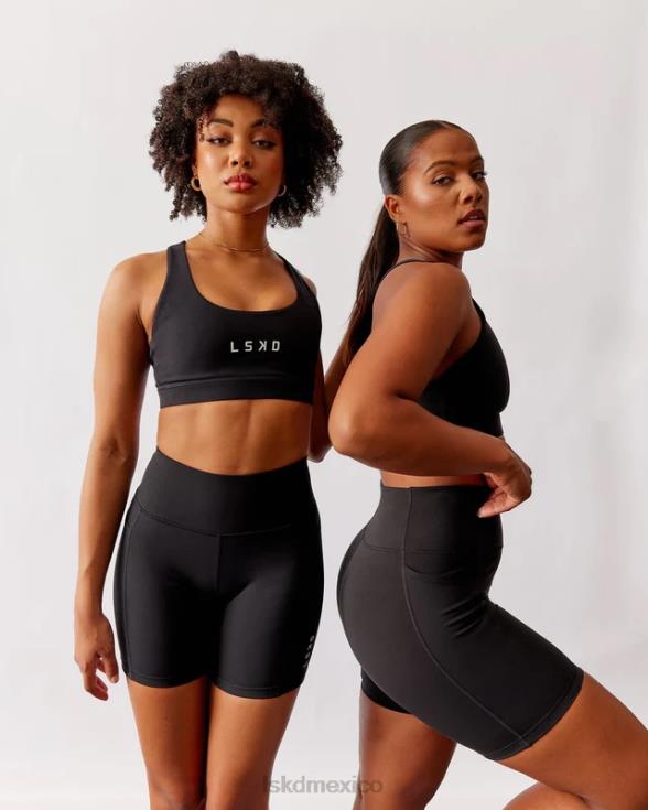 pantalón corto de longitud media rep con logo pequeño - negro mujer LSKD VP42D646 vestir