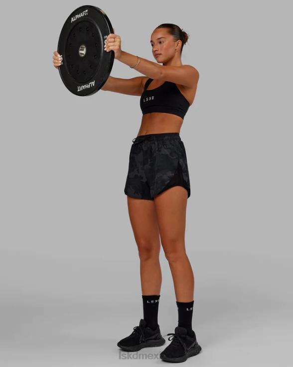 pantalón corto dinámico - camuflaje negro mujer LSKD VP42D776 vestir