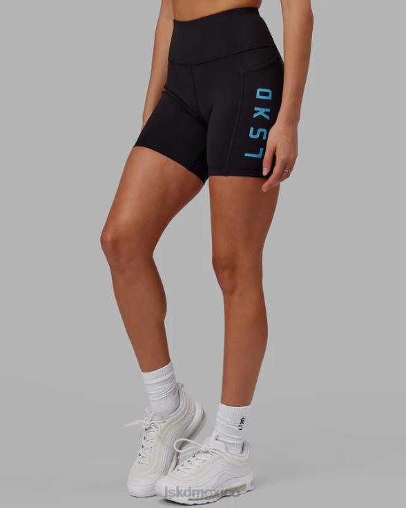 pantalón corto medio rep - negro-azul celeste mujer LSKD VP42D616 vestir