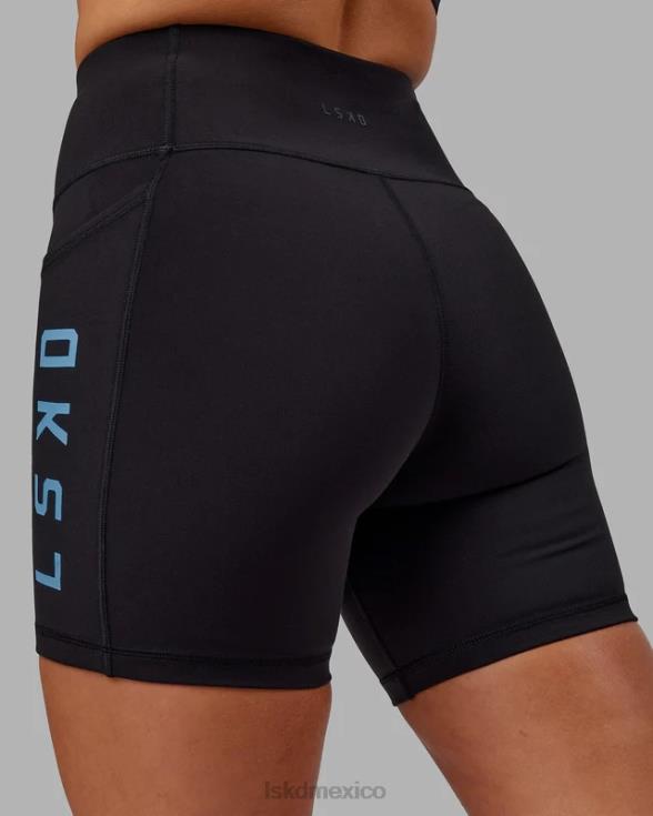 pantalón corto medio rep - negro-azul celeste mujer LSKD VP42D616 vestir