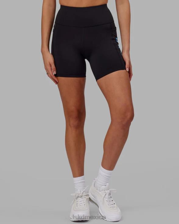 pantalón corto medio rep - negro-azul celeste mujer LSKD VP42D616 vestir