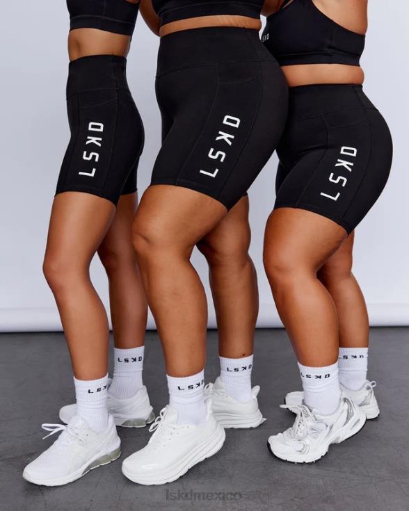 pantalón corto medio rep - negro-blanco mujer LSKD VP42D545 vestir