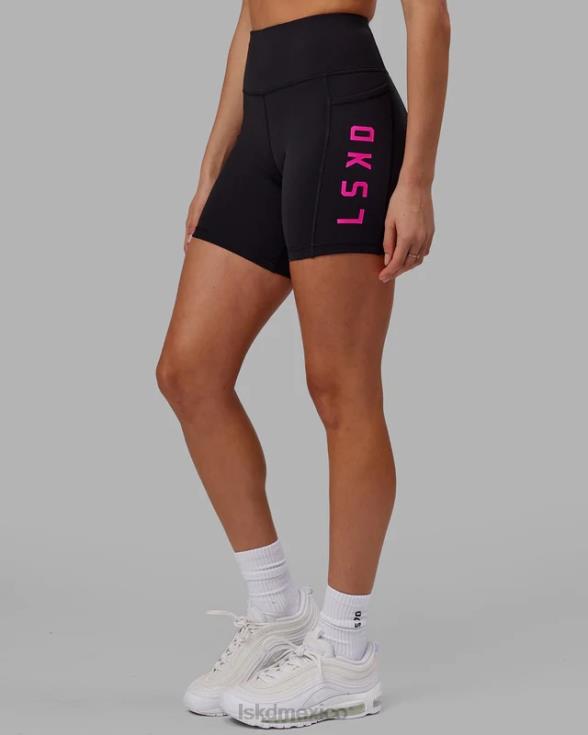 pantalón corto medio rep - negro-magenta neón mujer LSKD VP42D625 vestir
