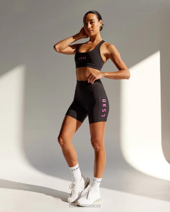 pantalón corto medio rep - negro-magenta neón mujer LSKD VP42D625 vestir