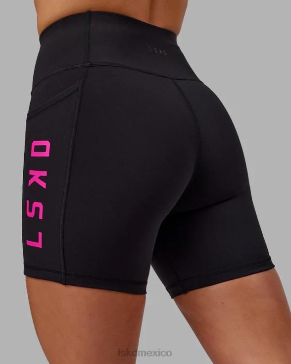 pantalón corto medio rep - negro-magenta neón mujer LSKD VP42D625 vestir