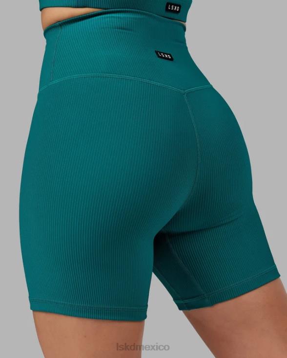 pantalón corto midi de canalé Strike - verde mar mujer LSKD VP42D636 vestir