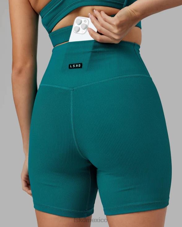 pantalón corto midi de canalé Strike - verde mar mujer LSKD VP42D636 vestir