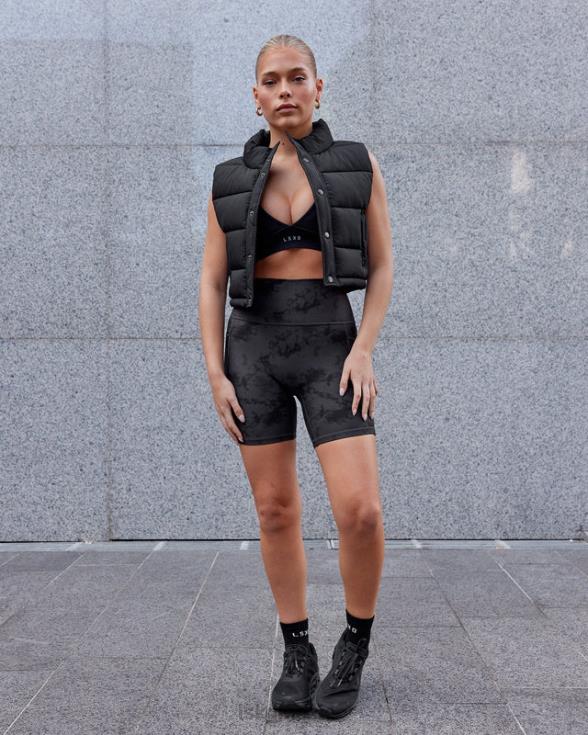 short midi fusion - tie-dye negro mujer LSKD VP42D580 vestir