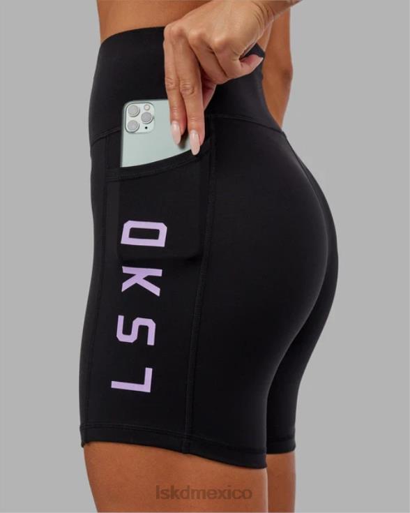 short midi rep - negro-lila mujer LSKD VP42D656 vestir