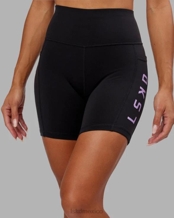 short midi rep - negro-lila mujer LSKD VP42D656 vestir